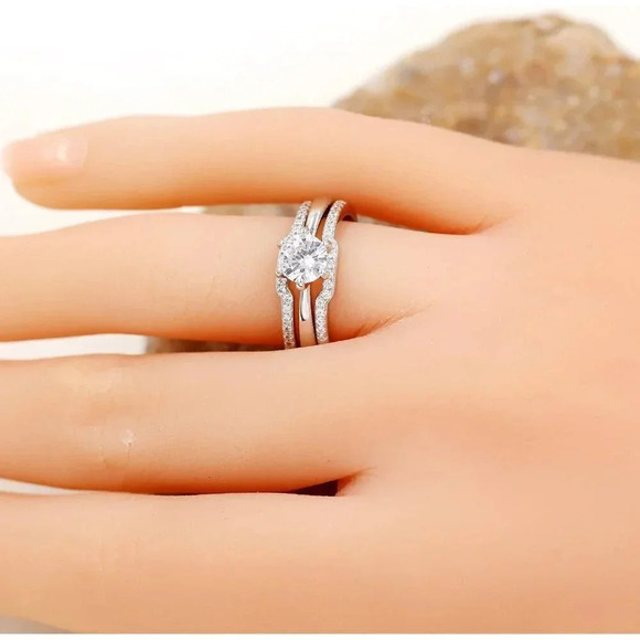 2  Stackable Rings Enhancer for Women 925 Sterling Silver Wedding Engagement - Picture 3 of 7